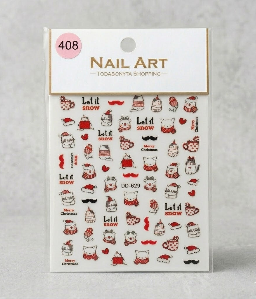 Stickers nail art 3D relief motif 408 autocollants decorations ongles professionnelles