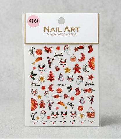 Stickers nail art 3D relief motif 409 autocollants decorations ongles professionnelles