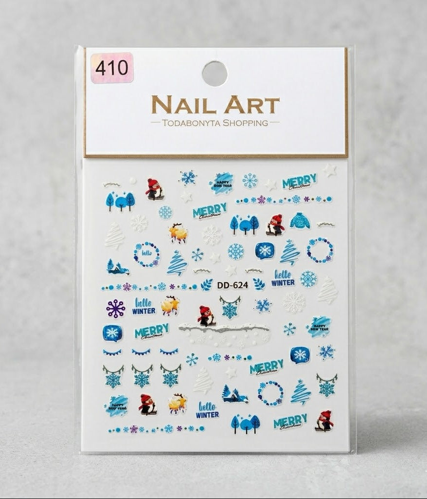 Stickers nail art 3D relief motif 410 autocollants decorations ongles professionnelles