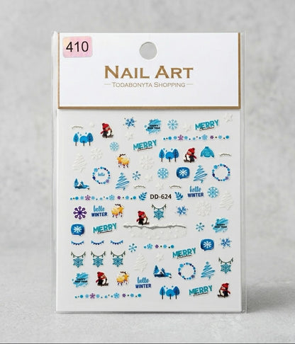 Stickers nail art 3D relief motif 410 autocollants decorations ongles professionnelles
