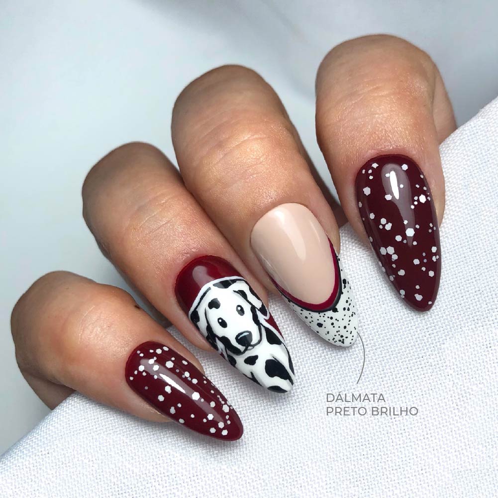 Flacon Top Coat INOCOS Dalmatien effet pois noir pour nail art créatif
