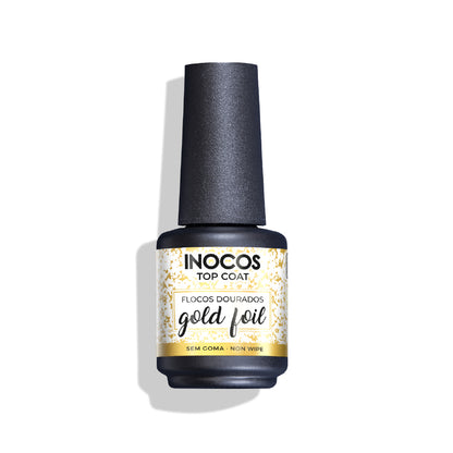 Top Coat INOCOS Gold Foil 15ml - Finition paillettes dorées pour vernis gel UV/LED
