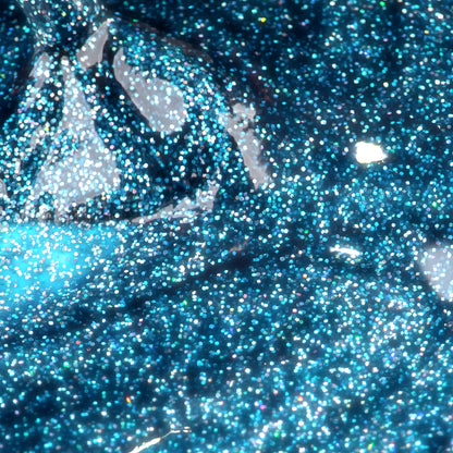 Flacon Vernis Gel INOCOS Elogiar Mais couleur bleu glitter holographique vegan
