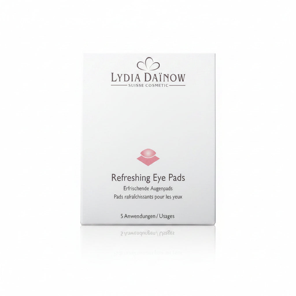 Refreshing Eye Pads Lydia Dainow – Patchs contour des yeux à l'acide hyaluronique, caféine et extrait de pivoine pour rafraîchir, raffermir et revitaliser la zone délicate des yeux – cosmétiques suisses Lydia Dainow