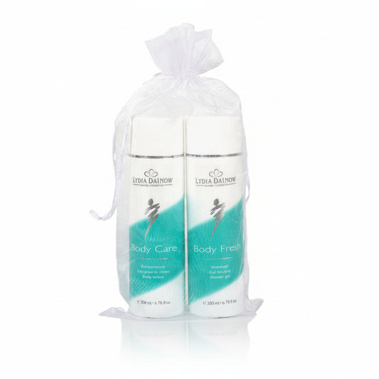 Set Body Fresh + Care Lydia Dainow 2x200ml – Coffret duo gel douche rafraîchissant et lotion corps nourrissante au PolyFructol – cosmétiques suisses Lydia Dainow